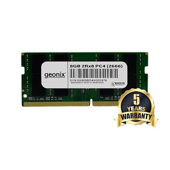 Geonix Laptop RAM, 8 GB DDR4, โFrequency-2666 Mhz, (8x2) IC, 260 Pin, 5 Years Warranty Geonix Laptop RAM, 8 GB DDR4, โFrequency-2666 Mhz, (8x2) IC, 260 Pin, 5 Years Warranty