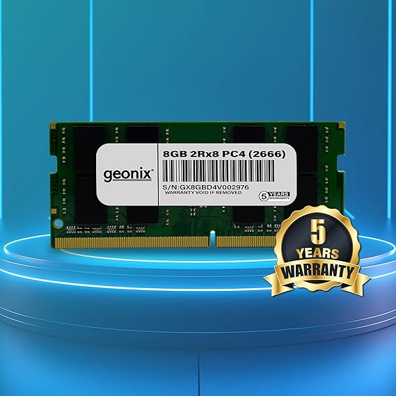 Geonix Laptop RAM, 8 GB DDR4, Frequency-2666 Mhz, (8x2) IC, 260 Pin, 5 Years Warranty Geonix Laptop RAM, 8 GB DDR4, Frequency-2666 Mhz, (8x2) IC, 260 Pin, 5 Years Warranty
