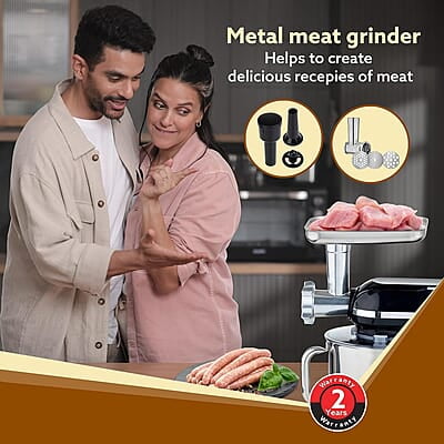 AGARO Regency Stand Mixer With Meat Grinder,1400W with 6L SS Bowl, 1.5L Blending Jar, 6 Speed With Pulse Function, 100% Copper Motor