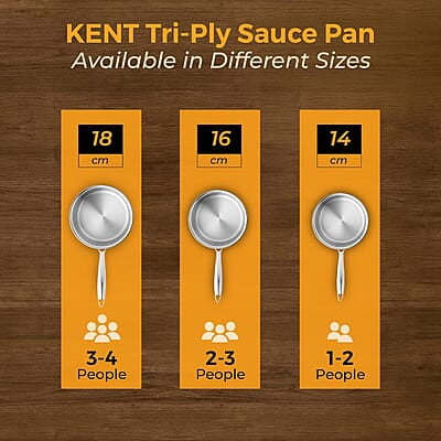 KENT Triply Sauce Pan 16 Cm With Ss Lid 1.5 L KENT Triply Sauce Pan 16 Cm With Ss Lid 1.5 L