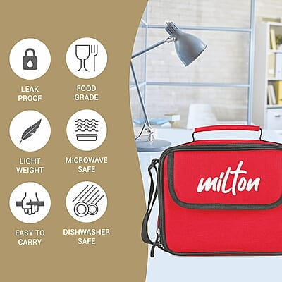 MILTON New Meal Combi Lunch Box, 3 Containers, 280 ml Each and 1 Tumbler, 400 ml