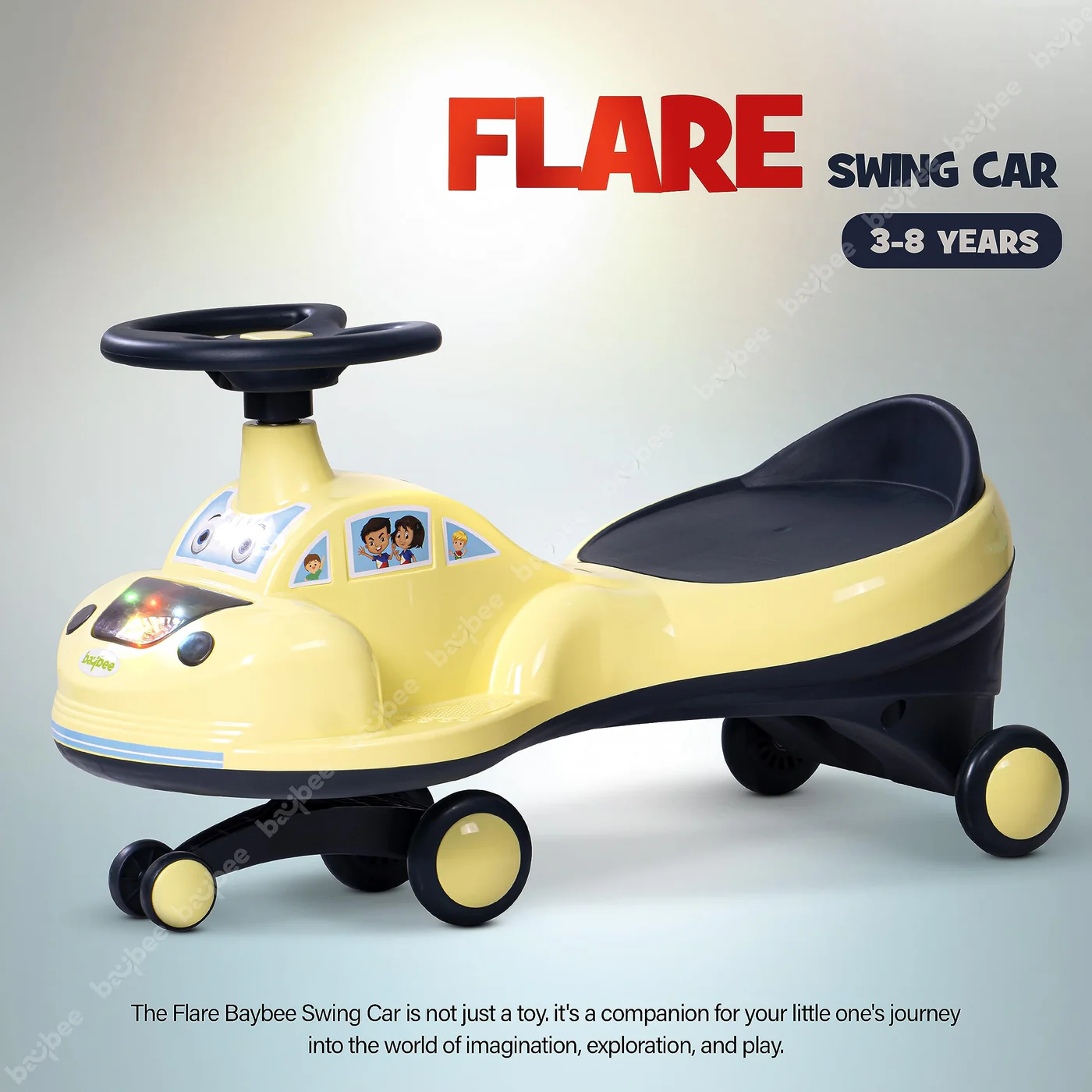 Baybee Flare Magic Swing Cars for Kids with PP Wheels- Yellow
