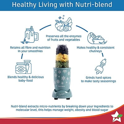 Wonderchef Nutri Blend Snowflakes, 22000 RPM  2 Unbreakable Jars, Stainless Steel Blades, 400 W