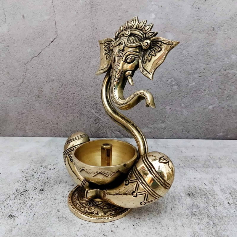 Brass Atma Ganesha Diya - 8.5 inch Height | Divine Brass Atma Ganesha Diya for Spiritual Illumination Brass Atma Ganesha Diya - 8.5 inch Height | Divine Brass Atma Ganesha Diya for Spiritual Illumination