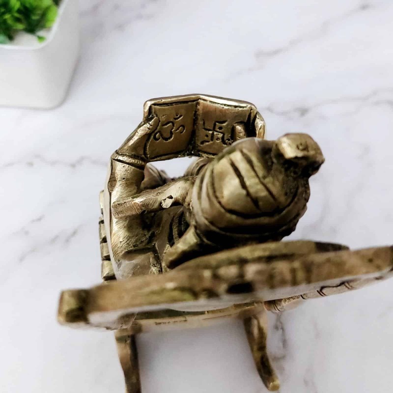Brass Rocking Chair Ganesha - 7.5 inch Height | Playful Brass Rocking Chair Ganesha Statue
