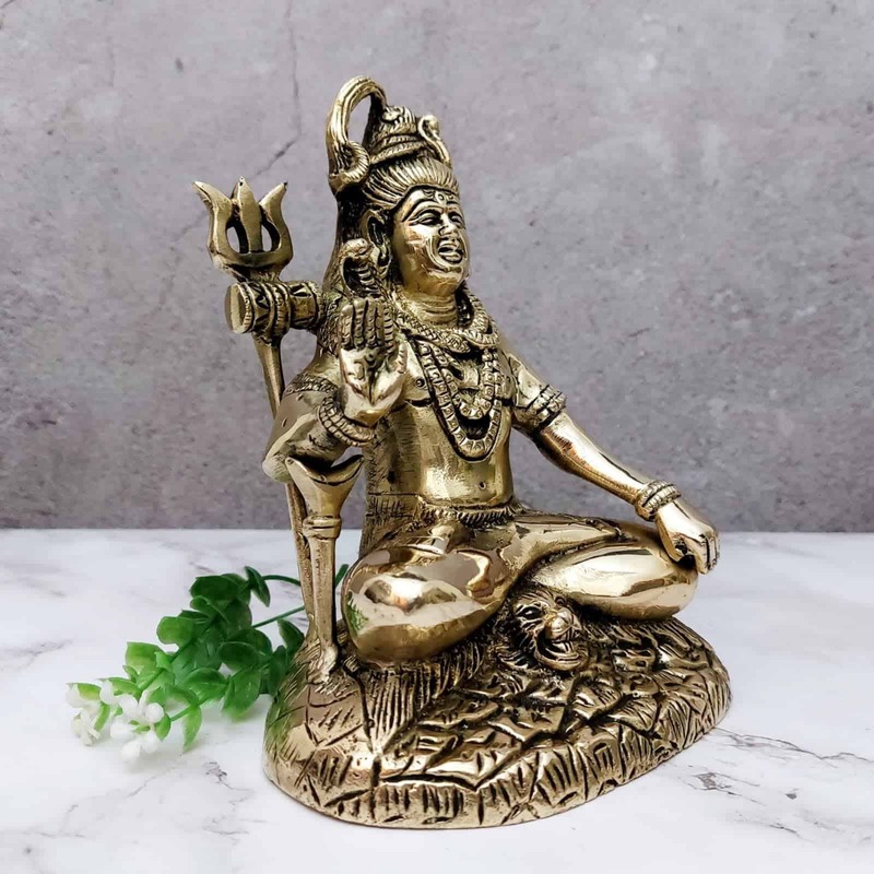 Brass Shiva Idol - 7 inch Height | Divine Brass Shiva Statue for Devotional Practices
