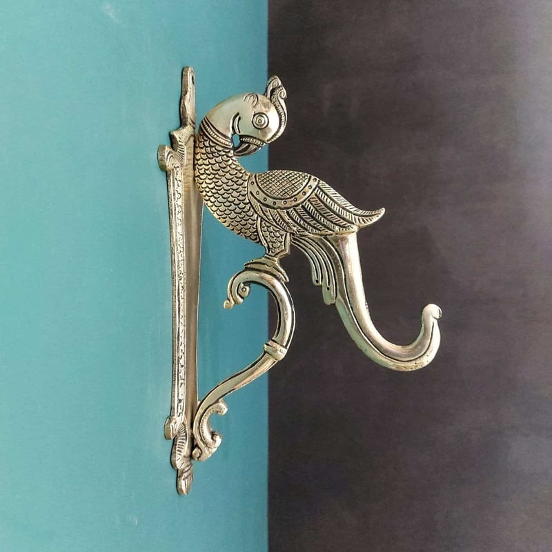 Brass Parrot Bracket - 9 inch Height | Decorative Brass Wall Bracket with Parrot Design Brass Parrot Bracket - 9 inch Height | Decorative Brass Wall Bracket with Parrot Design