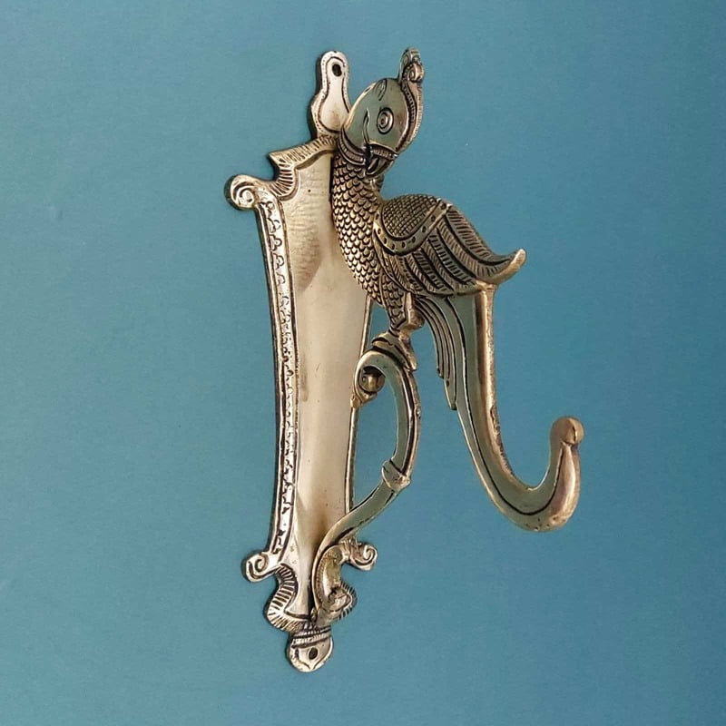 Brass Parrot Bracket - 9 inch Height | Decorative Brass Wall Bracket with Parrot Design Brass Parrot Bracket - 9 inch Height | Decorative Brass Wall Bracket with Parrot Design