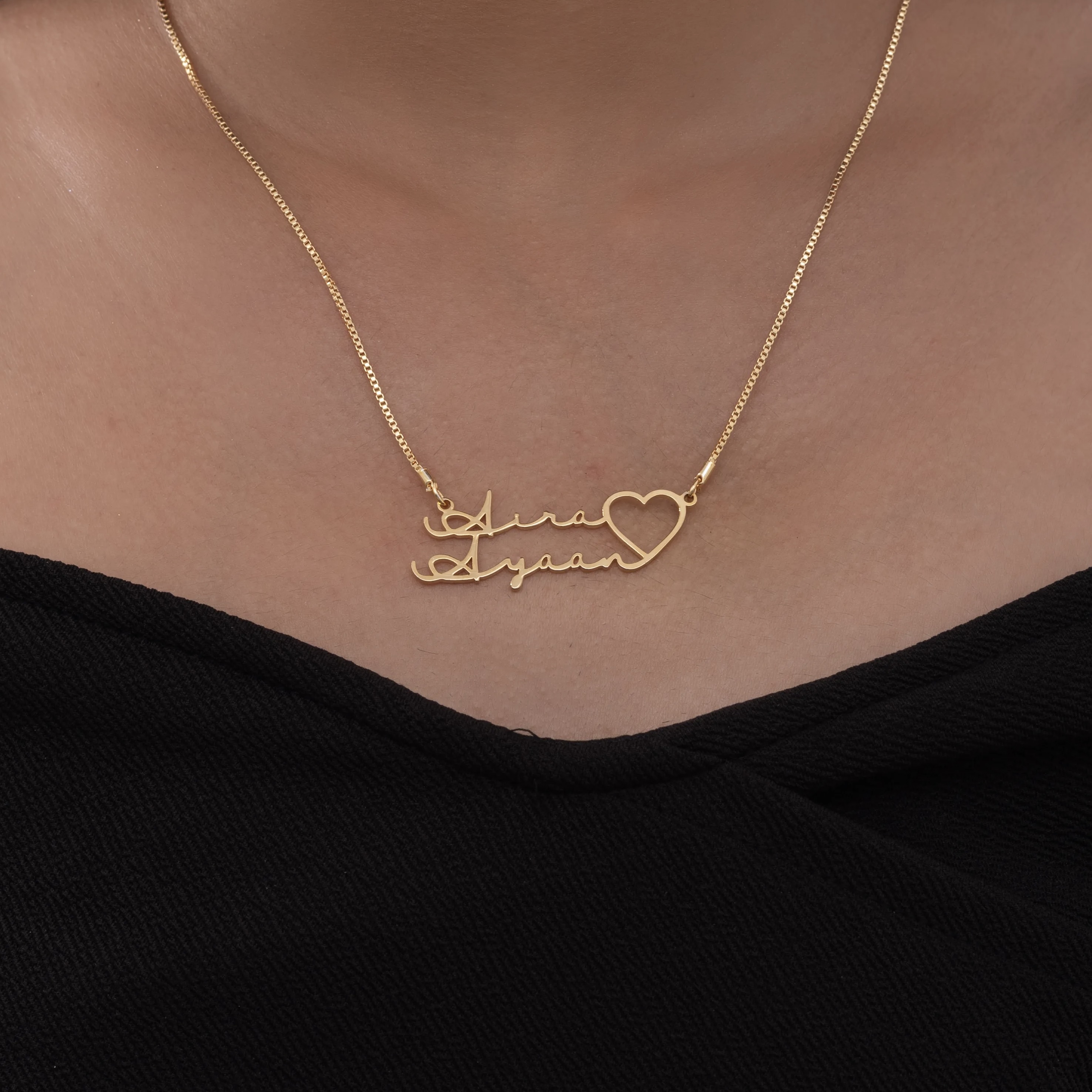 Personalized Double Name Heart necklace