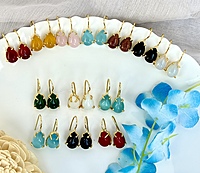 Cab Stone Drop Clow Type Fix Wire Earring