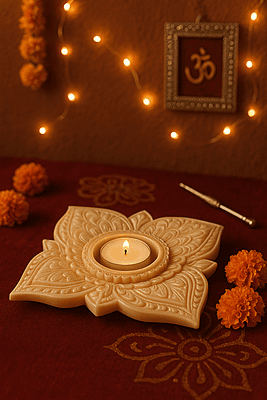 Ivory Look-Alike Lotus Tealight Holder Ivory Look-Alike Lotus Tealight Holder