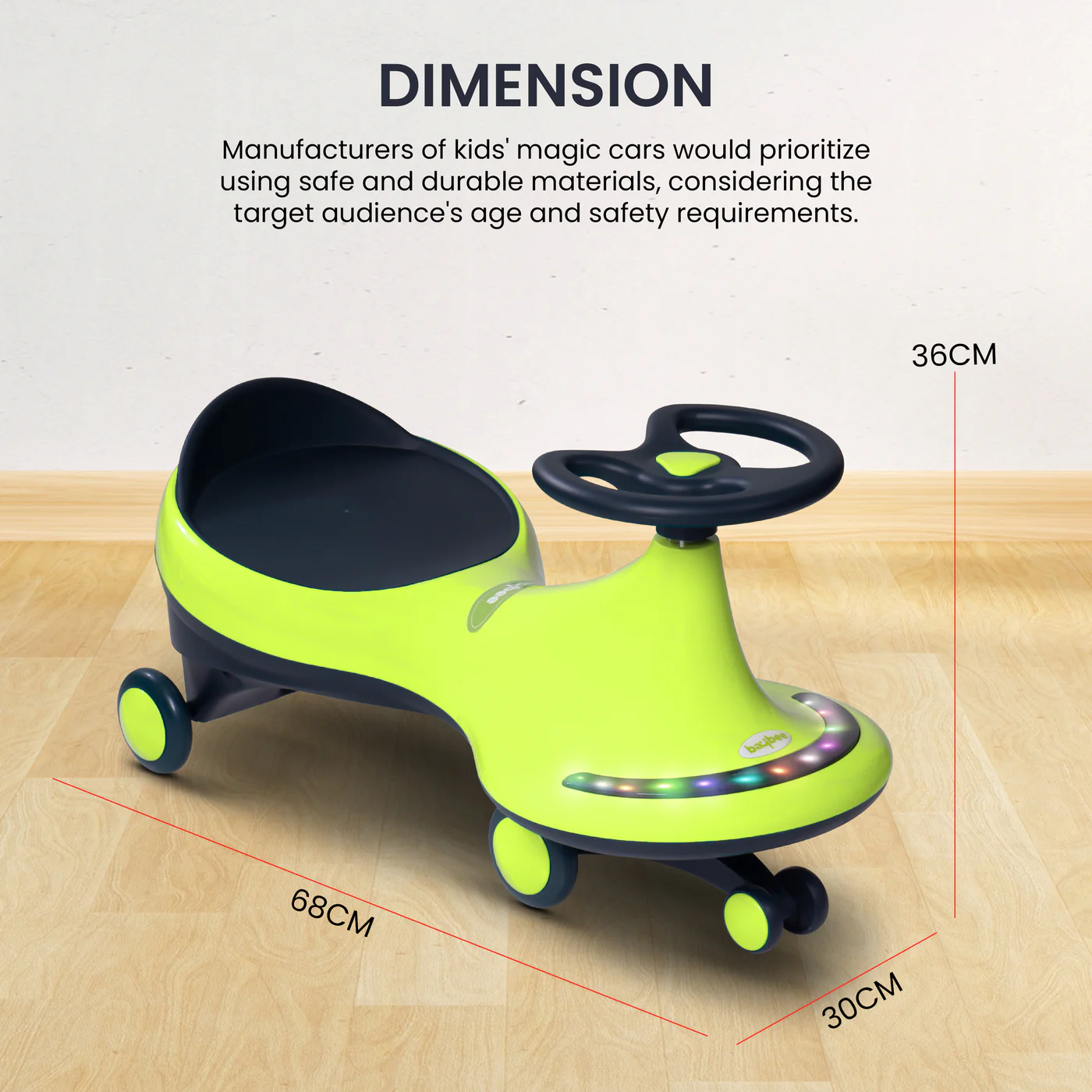 Baybee Trix Go Kids Magic Swing Cars for Kids-Pista Green