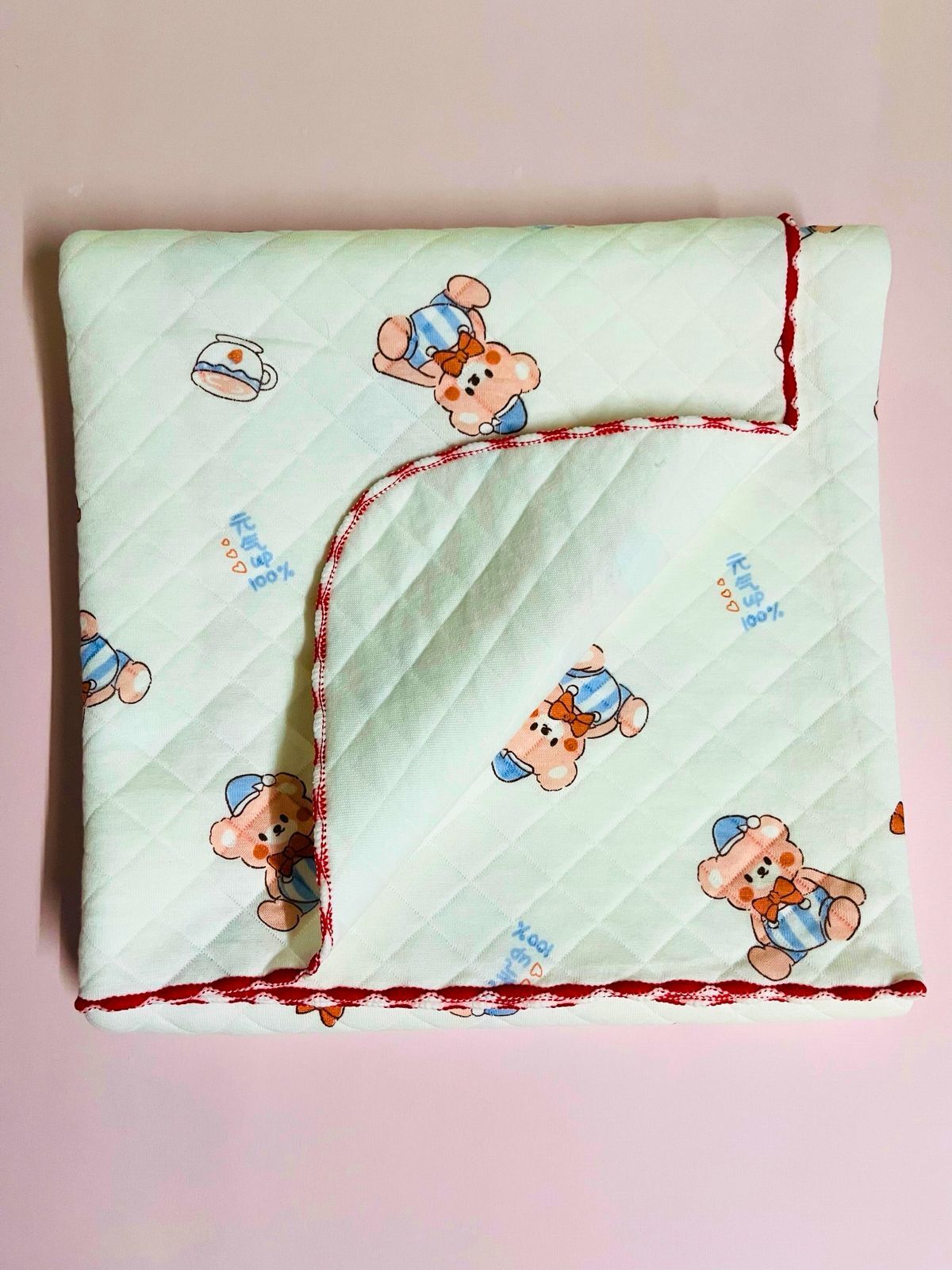 2-Layer Muslin Baby Blanket – 85x85 cm - Red Blossom Comforter