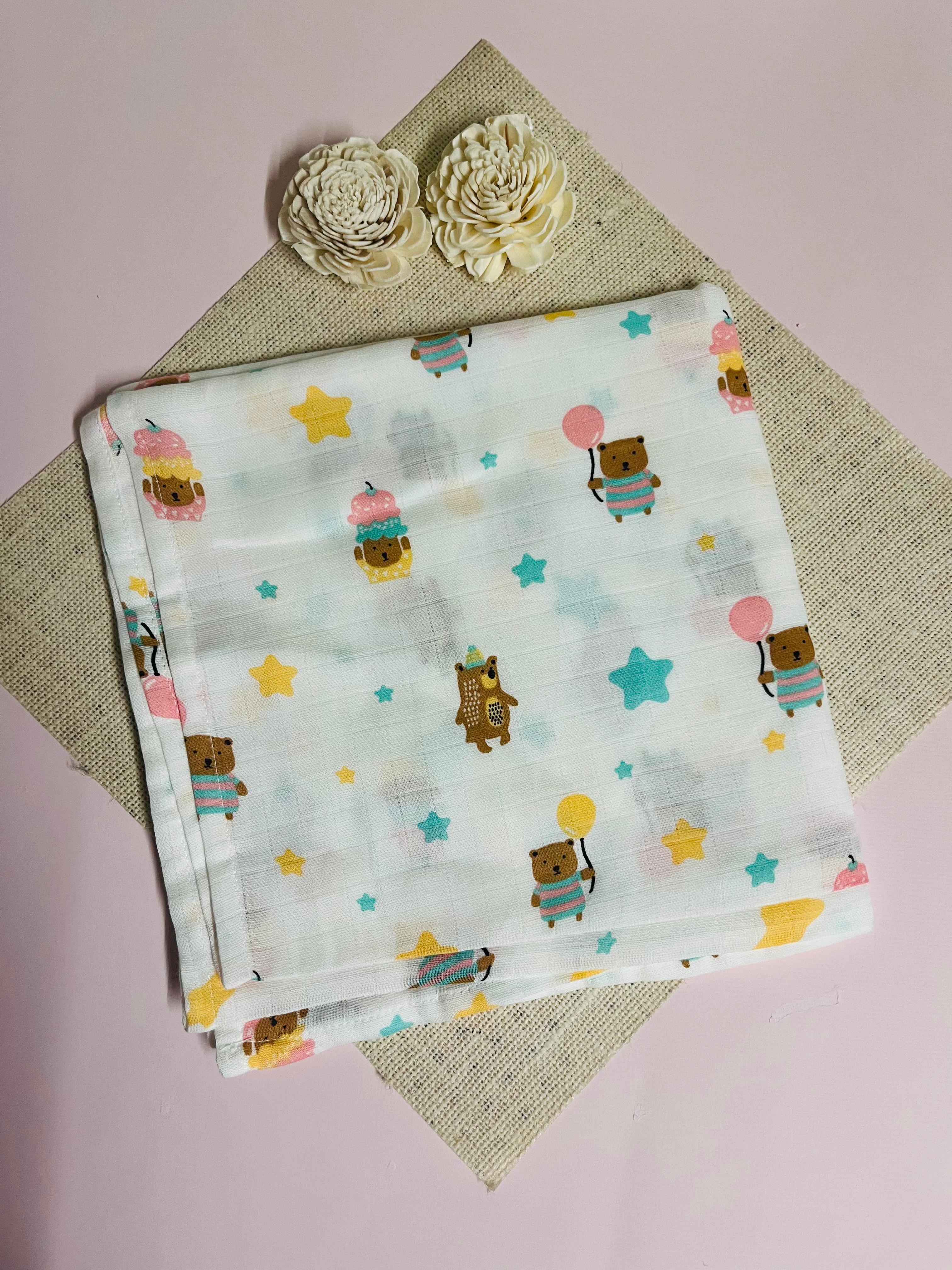 Muslin Swaddle Wrap - Assorted design (100*100cm) Muslin Swaddle Wrap - Assorted design (100*100cm)