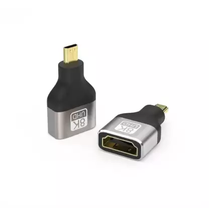 Micro HDMI Type-D (M) to 8k HDMI Type-A (F) Adapter, Bidirectional HDMI 2.1 Connector, Gold-Plated Plugs, Supports 8K@60Hz, 4K@120Hz, HDR, 3D, eARC for GoPro Hero 7/6, Sony A6000 Camera Micro HDMI Type-D (M) to 8k HDMI Type-A (F) Adapter, Bidirectional HDMI 2.1 Connector, Gold-Plated Plugs, Supports 8K@60Hz, 4K@120Hz, HDR, 3D, eARC for GoPro Hero 7/6, Sony A6000 Camera