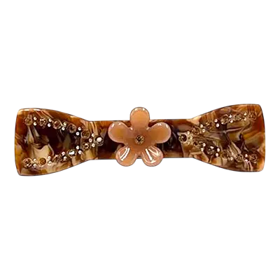 Acetate Hair Barrette with Floral Accent
