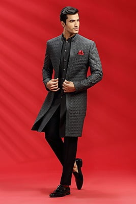 Long Grey Black Indowestern Long Grey Black Indowestern