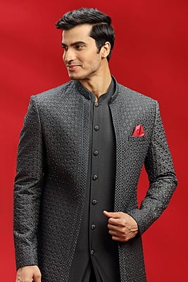 Long Grey Black Indowestern Long Grey Black Indowestern