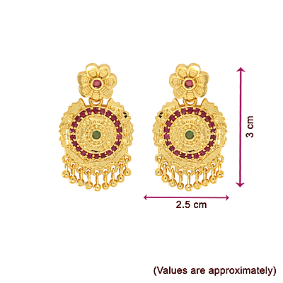 Goldplated Necklace with Red Flower Stones & Earrings Goldplated Necklace with Red Flower Stones & Earrings