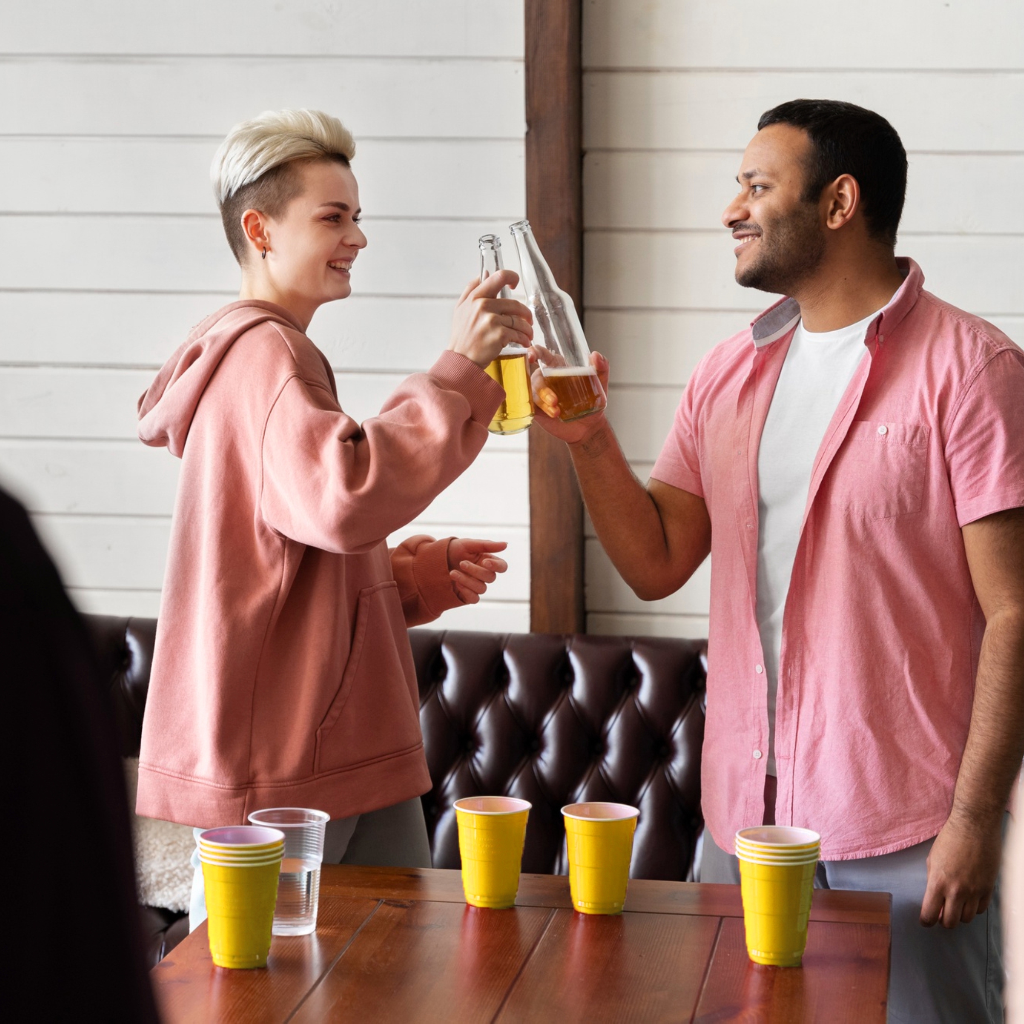 Set of 10 Yellow Pong Glasses | Reusable | Beer Pong | 450ml Drinking Glasses for Holi Diwali Halloween Christmas New Year Bachelor & Wedding Parties