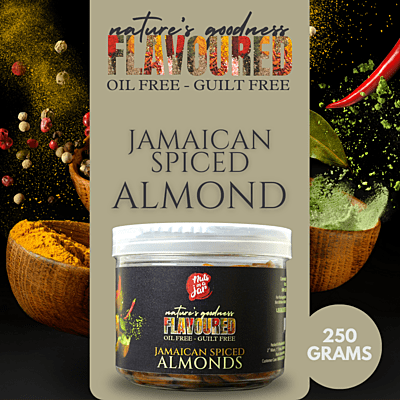 Oil Free Flavoured Jamaican Spiced Almonds 250 Grams Oil Free Flavoured Jamaican Spiced Almonds 250 Grams