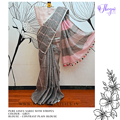 PURE LINEN SAREE YBRSLIN23596
