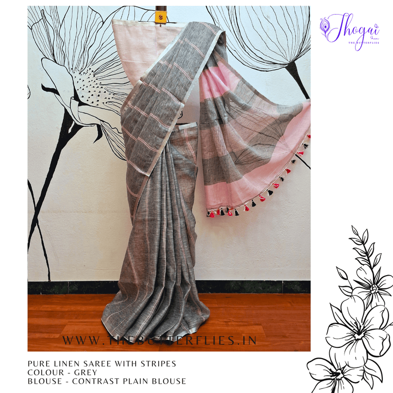 PURE LINEN SAREE YBRSLIN23596 PURE LINEN SAREE YBRSLIN23596