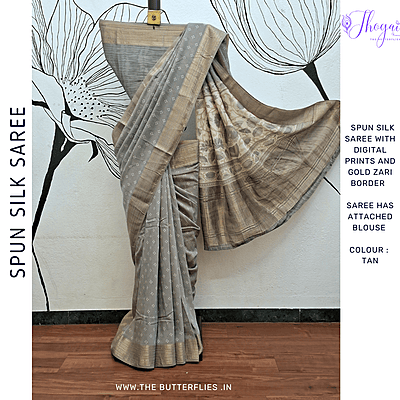 BEAUTIFUL SPUN SILK SAREE KCVSCRE23560