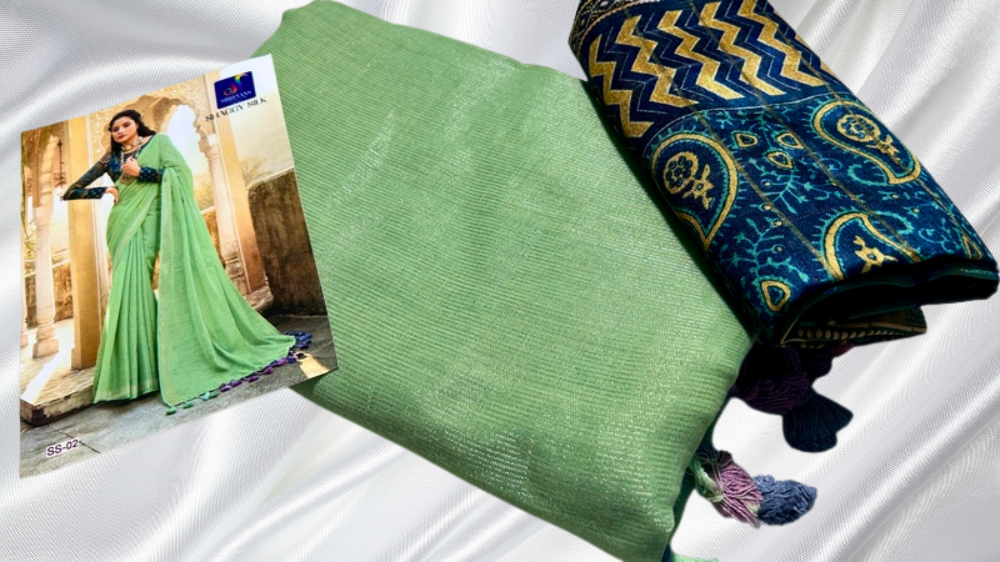 Shaggy Premium Tissue Silk Saree - Pista