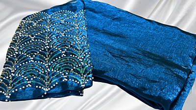 Space Silk Dual Designer Saree - Aqua Blue