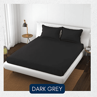 Neev 100% Cotton Plain Queen Fitted Bedsheet with 2 Pillow Covers (400 TC)