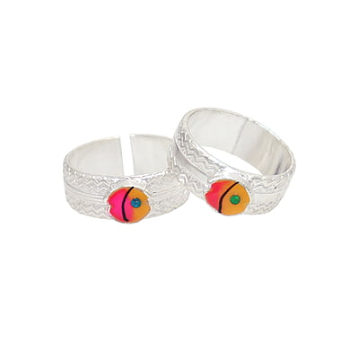 Silver Toe ring/ Metti with Enamel