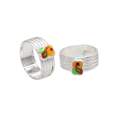Silver Toe ring, Metti with Multi enamel design Silver Toe ring, Metti with Multi enamel design