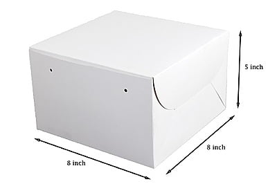 Qson Cake Box 8x8x5 White Plain