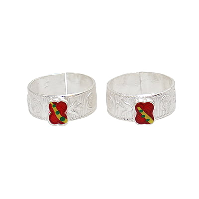 Silver Toe ring, Metti with enamel Silver Toe ring, Metti with enamel