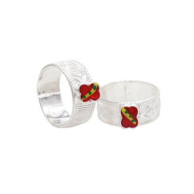 Silver Toe ring, Metti with enamel Silver Toe ring, Metti with enamel