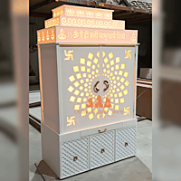 Premium 3D Corian Mandir with Sliding Doors – Spacious & Stylish