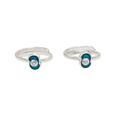 Silver Toe ring with enamel/side toe ring, Metti
