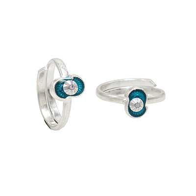 Silver Toe ring with enamel/side toe ring, Metti Silver Toe ring with enamel/side toe ring, Metti