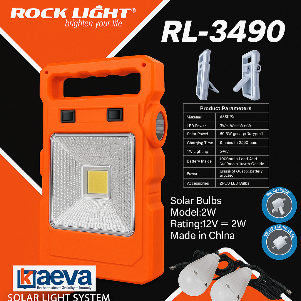 RL - 3490 with solar plate and LED Bulbs
