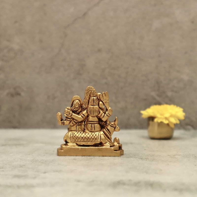 Brass Shiv Parvathi - 2.5 inch Height | Divine Brass Idol of Shiv Parvathi for Harmonious Blessings Brass Shiv Parvathi - 2.5 inch Height | Divine Brass Idol of Shiv Parvathi for Harmonious Blessings