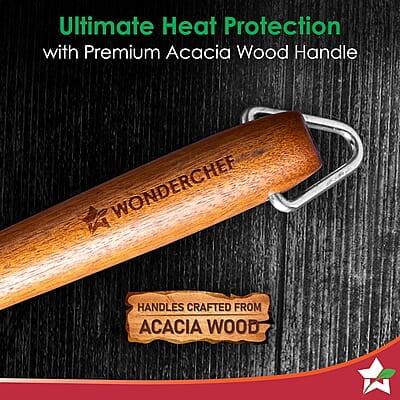 Wonderchef Pre-Seasoned Ferro Light 24cm Grill Pan 2.5MM Acacia Wooden Handles Wonderchef Pre-Seasoned Ferro Light 24cm Grill Pan 2.5MM Acacia Wooden Handles