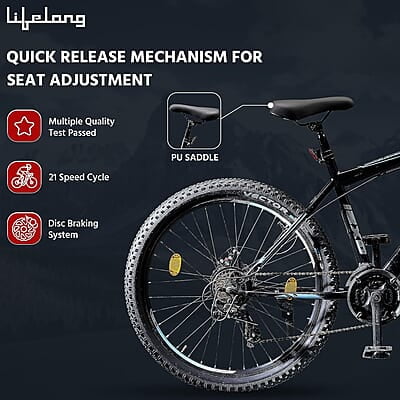 Lifelong Conqueror Freeride Shimano Gear Cycle,26T Steel MTB Unisex Cycle with 21 Speed