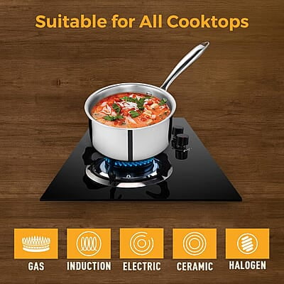 KENT Triply Sauce Pan 18 Cm With Ss Lid 2.2 L KENT Triply Sauce Pan 18 Cm With Ss Lid 2.2 L