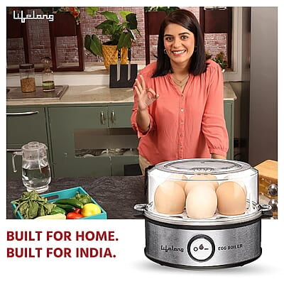 Lifelong Egg Boiler 360-Watt (Transparent and Silver Grey), Boil 7 eggs