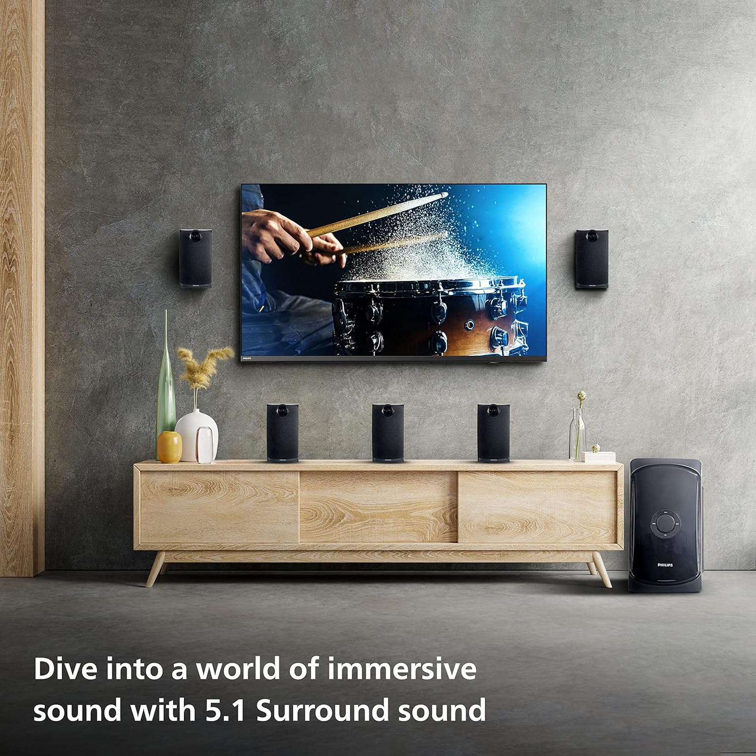 Philips TAV7587 5.1 Channel 100W Bluetooth Multimedia Speaker System – 5x15W Satellite Speakers, USB, AUX, FM, Remote Control (Black) Philips TAV7587 5.1 Channel 100W Bluetooth Multimedia Speaker System – 5x15W Satellite Speakers, USB, AUX, FM, Remote Control (Black)