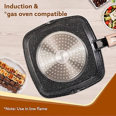 AGARO Imperial Granite Non Stick Grill pan with Glass Lid, 1.8L/ 24cm, Cast Aluminium Body AGARO Imperial Granite Non Stick Grill pan with Glass Lid, 1.8L/ 24cm, Cast Aluminium Body