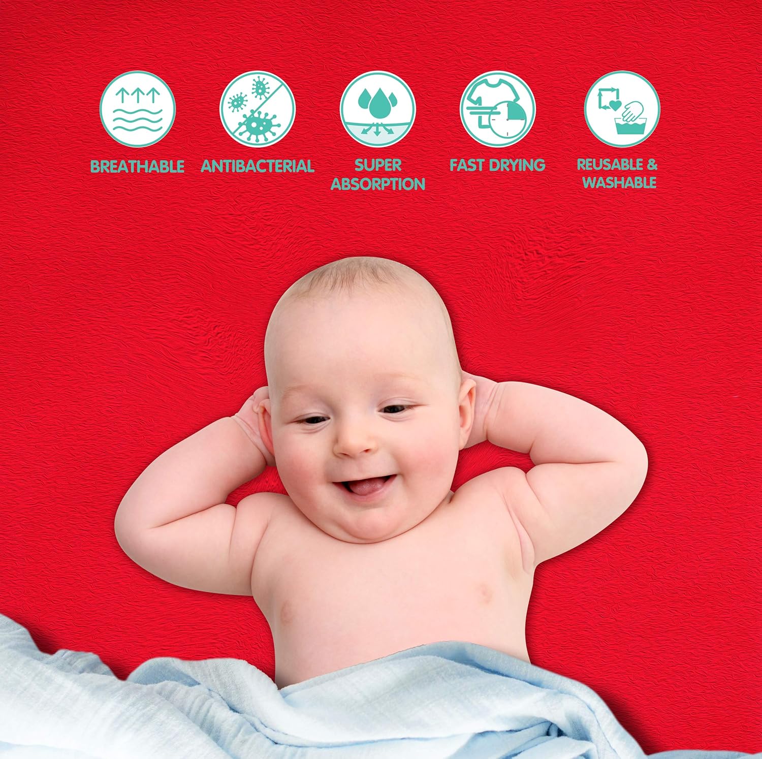 1st Step Supa - Dry Extra Absorbent Dry Sheet/Bed Protector/Mattress Protector (Red, Medium (100 * 70 cm))