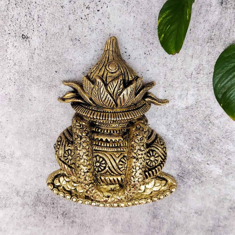 Brass Kalash Wall Hanging Super Fine - 8 inch Height | Premium Quality Brass Kalash Decor