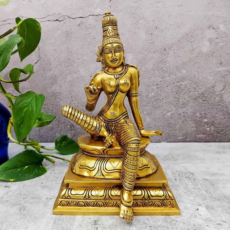 Brass Super Fine Parvati Devi Idol - 9.3 inch Height | Auspicious Brass Parvati Devi Sculpture